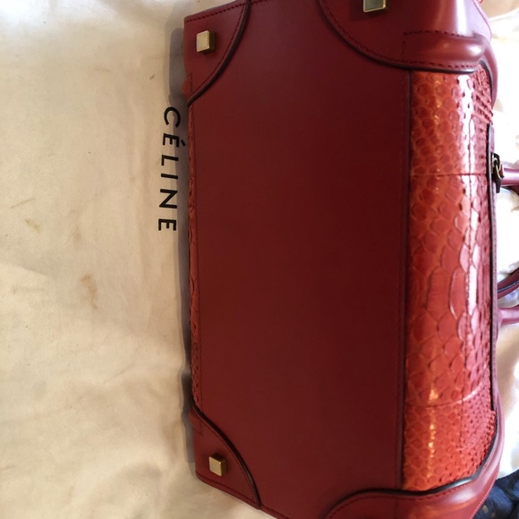 Red Python & Leather Celine Mini Luggage - Picture 4 of 8